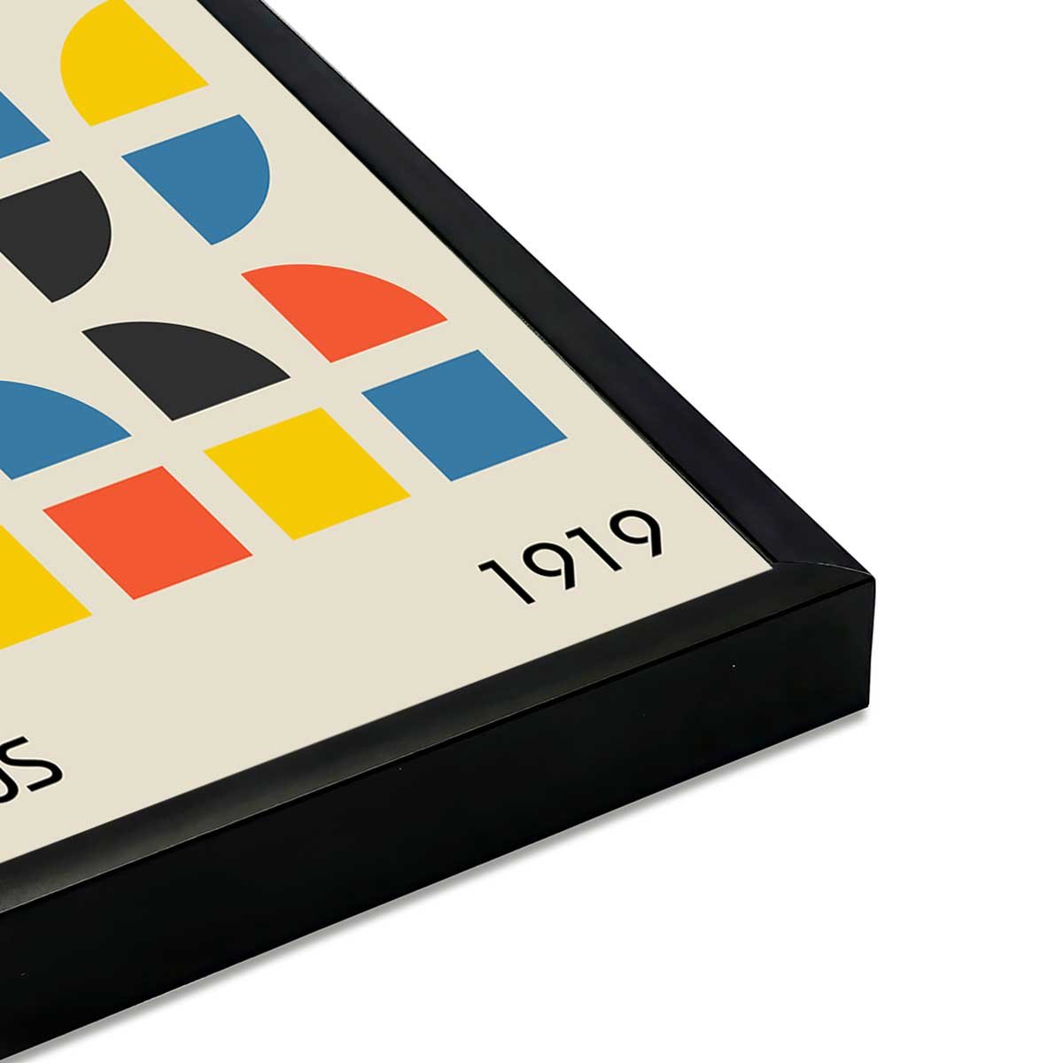Affiche encadrée bauhaus formes colorées modernes affiche + cadre en métal - noir, HEXOA