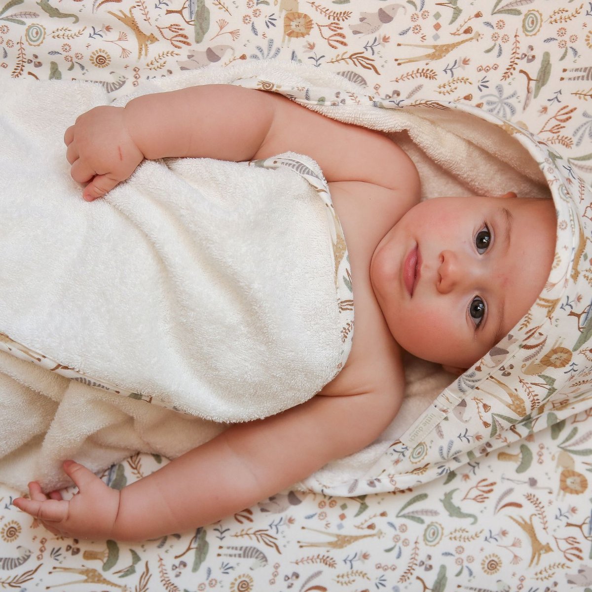 Cape de bain blanc, marron, vert, LITTLE DUTCH