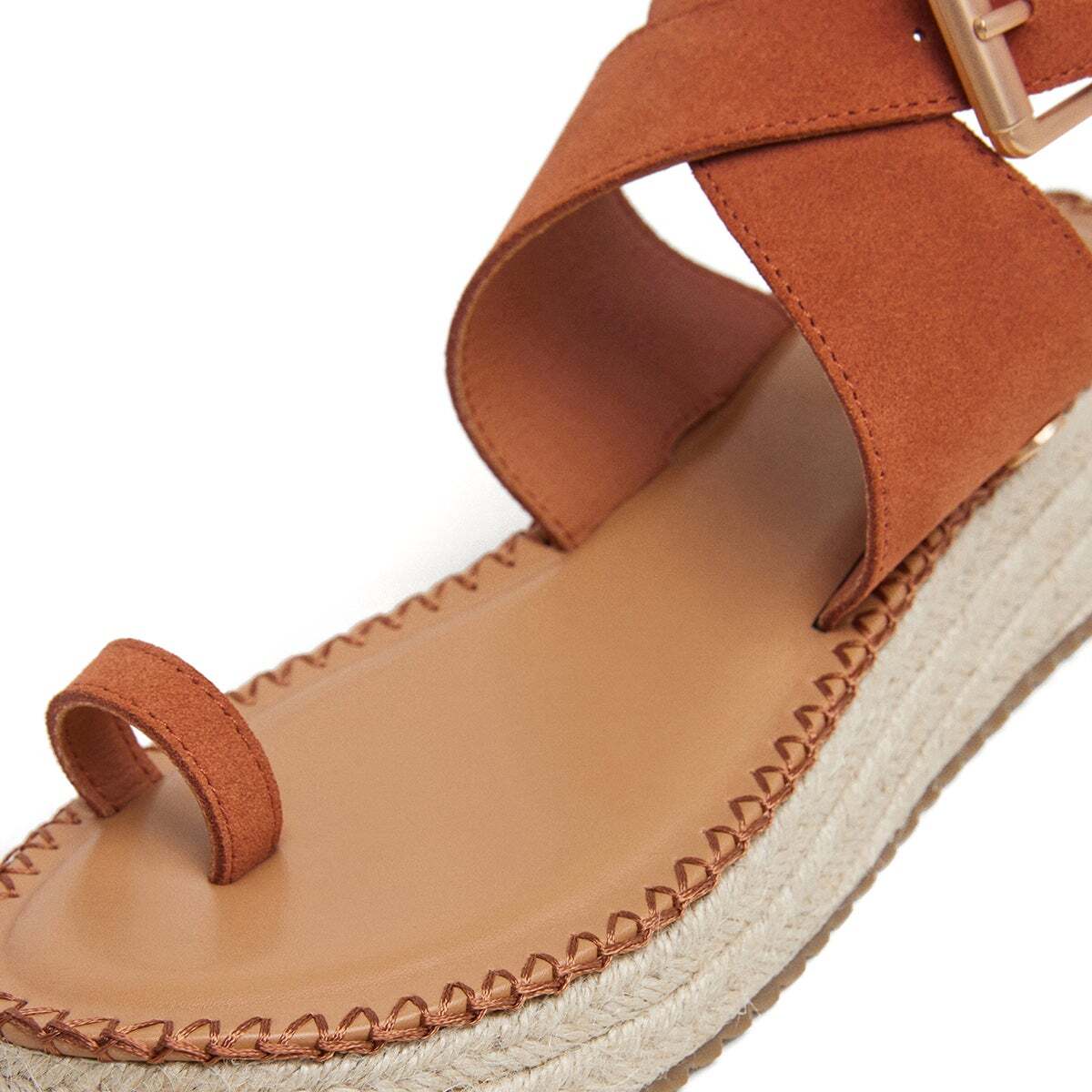 Sandales Compensées En Daim orange rouille, PEPE JEANS