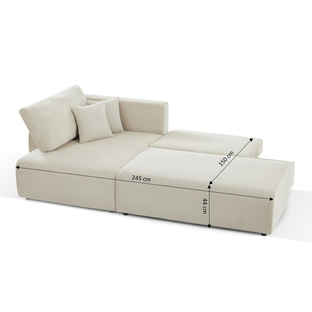 Canapé d'angle gauche convertible DANILO beige, BAÏTA