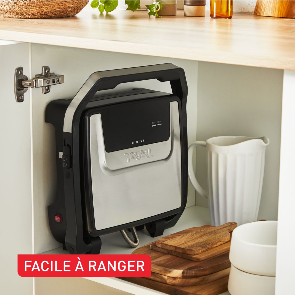 Grille-viande GC271D10 noir gris à poser, 29x26 cm inox, TEFAL