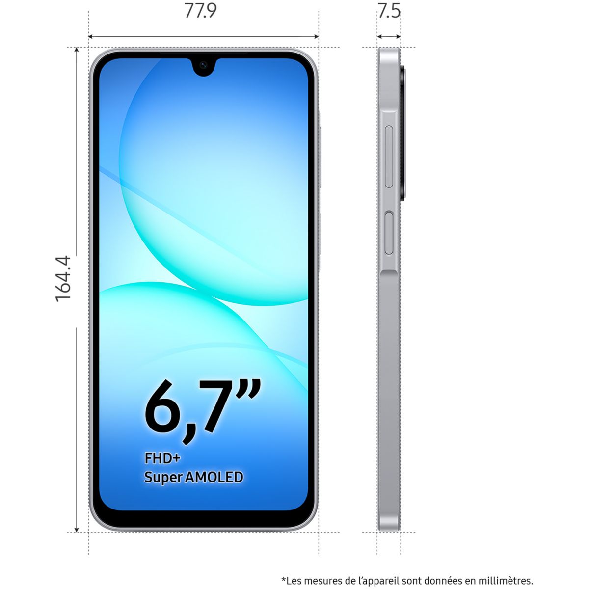 Smartphone Galaxy A17 128Go Gris 5G couleur unique, SAMSUNG