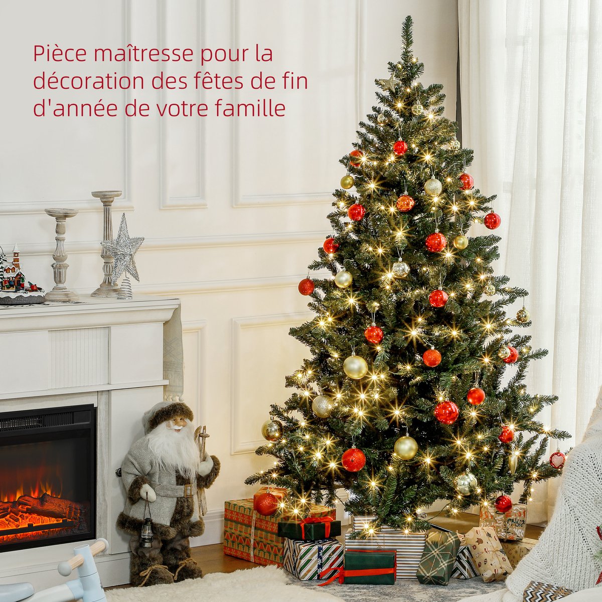 Sapin de Noël illuminé Plastique Vert vert, HOMCOM