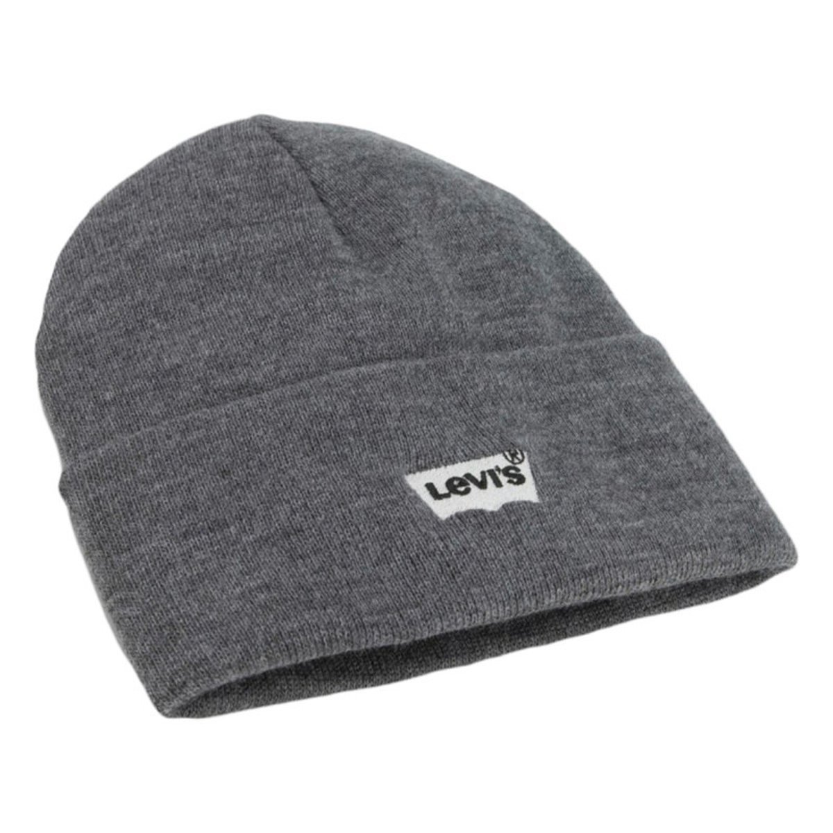 Bonnet gris uni à revers avec logo batwing brodé à l'avant gris, LEVI'S
