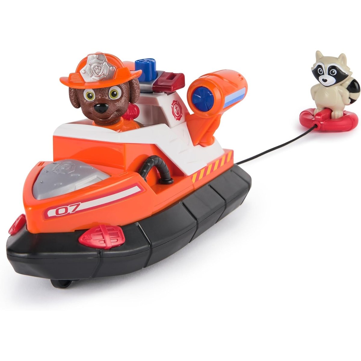 Paw Patrol Fire Rescue - Zuma avec le canot de sauvetage orange, SPIN MASTER