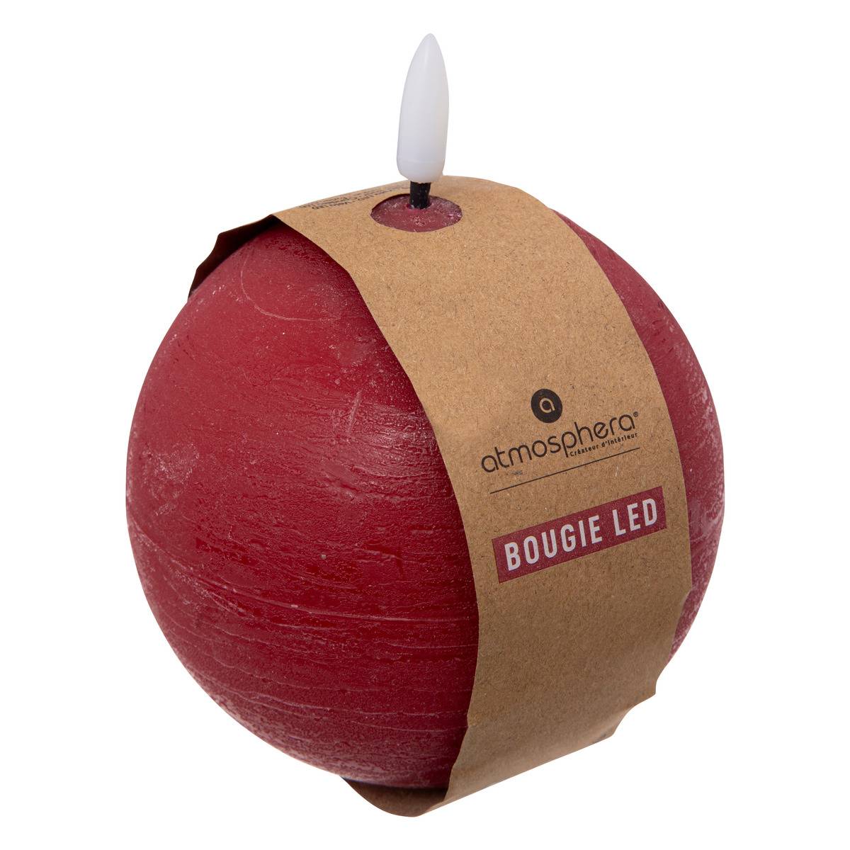 Bougie LED boule MOLIA rouge, ATMOSPHERA