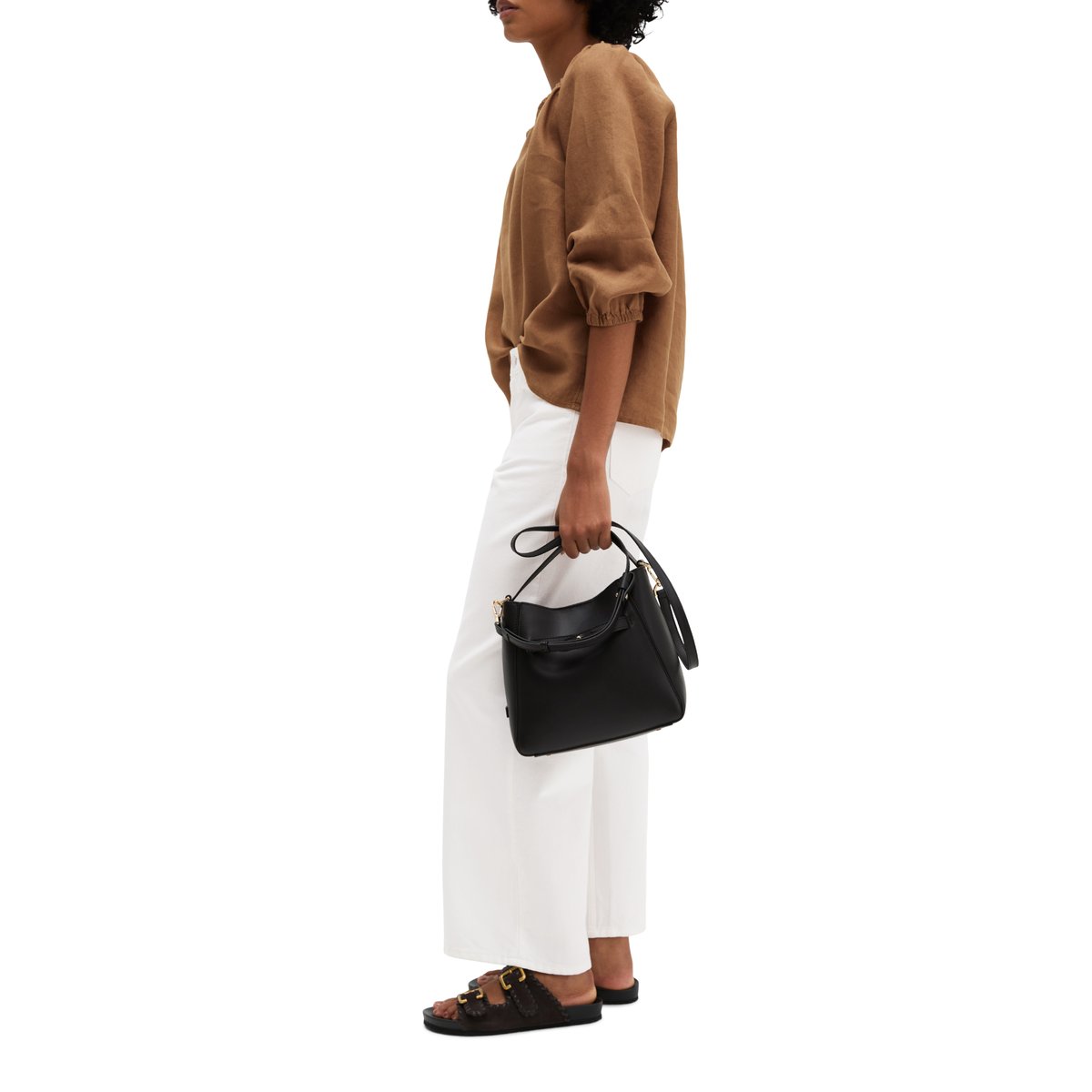 Hobo Bag small en cuir de veau noble noir, MARC O'POLO