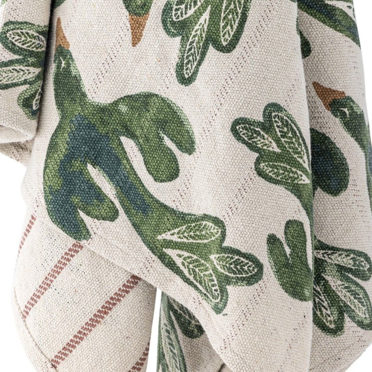 Plaid coton recyclé oiseaux BIRDLIVA vert, BLOOMINGVILLE