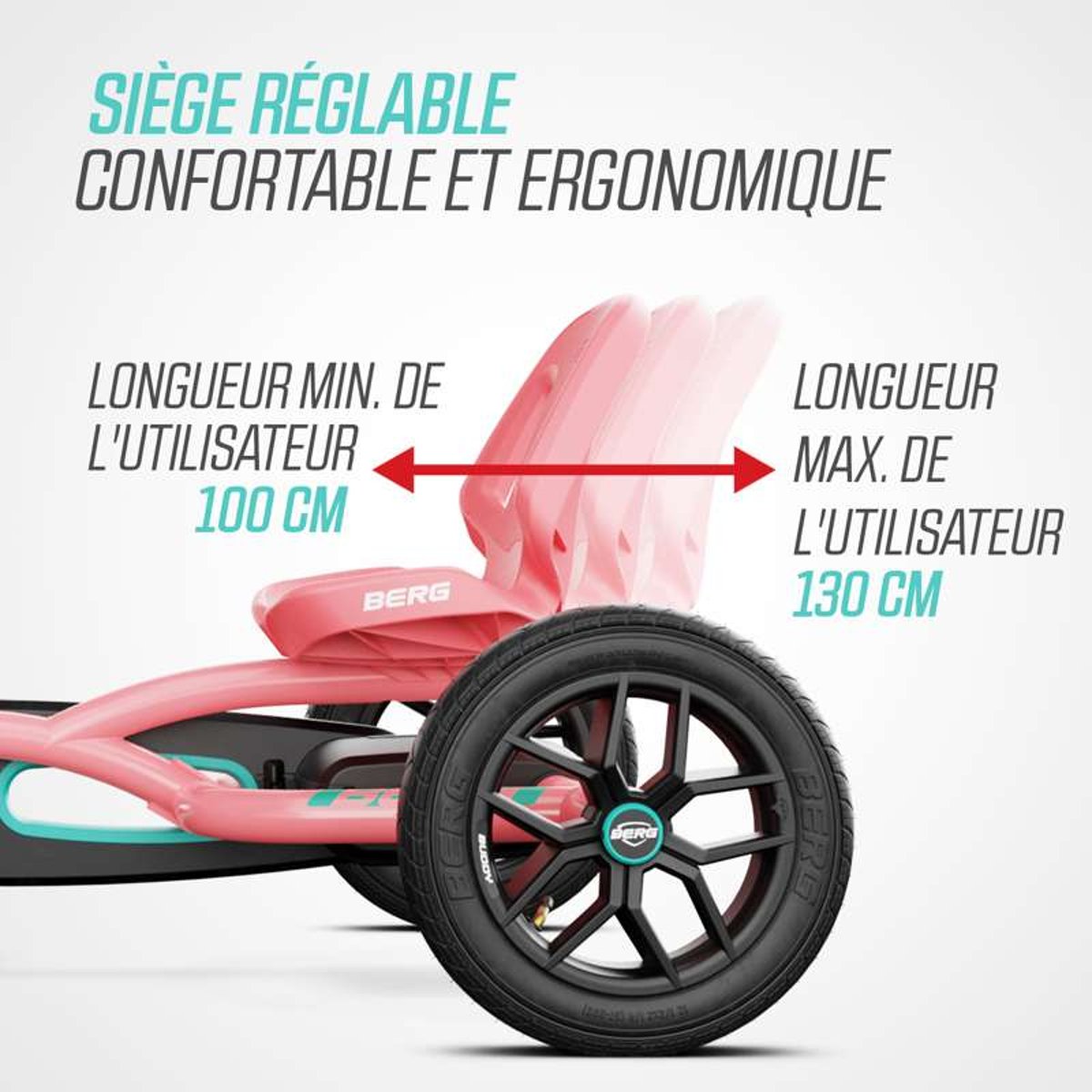 Kart à Pédales pour Enfants, 3+ Ans, Buddy Lua pink/mint, BERG TOYS