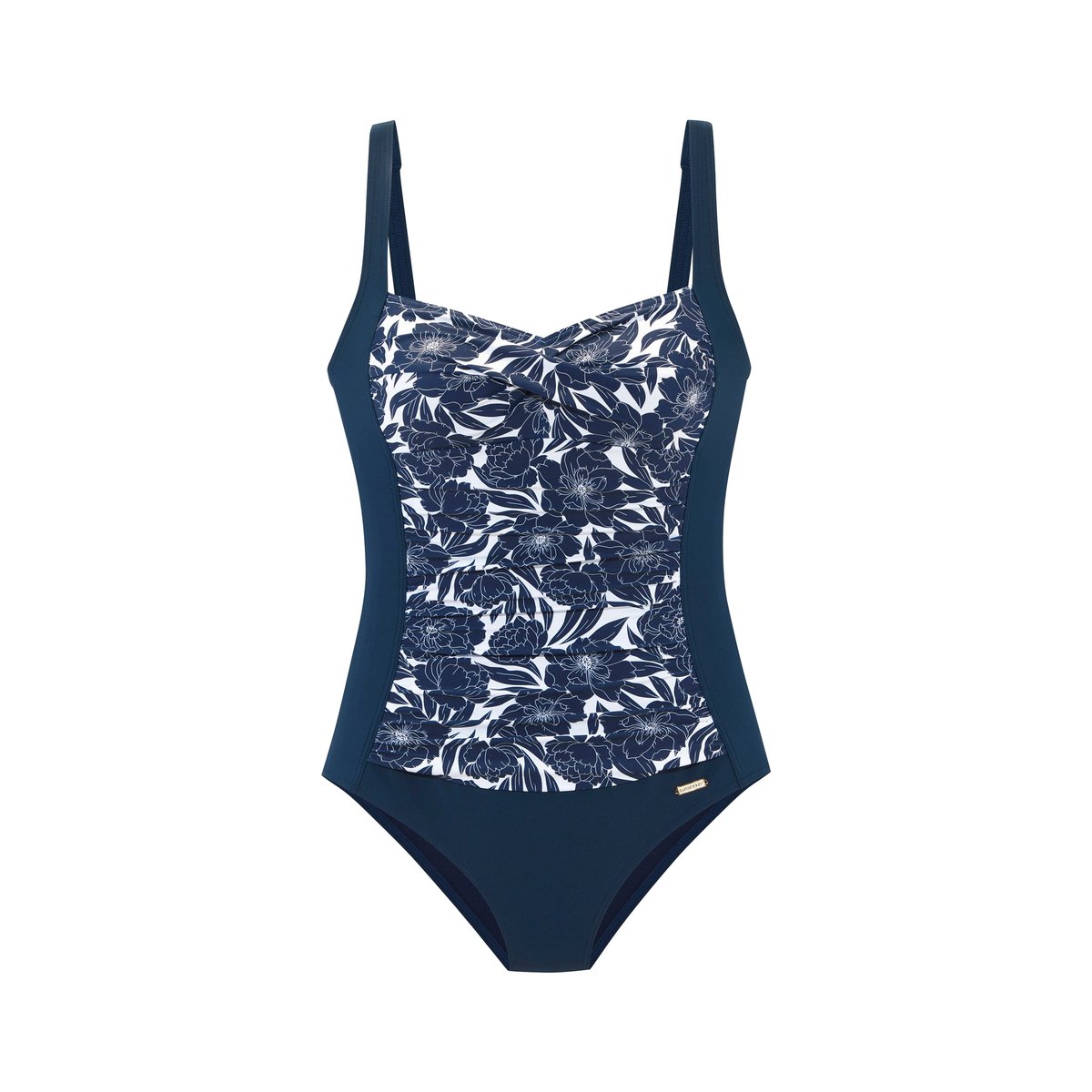 Maillot de bain une pièce amincissant Blossom bleu marine, LASCANA