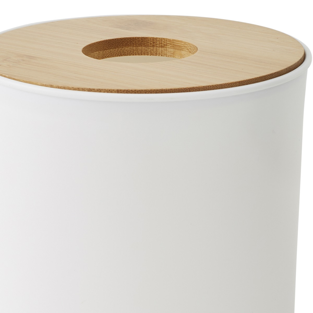 Poubelle à coton couvercle bambou 1.5L PRIMA blanc, GUY LEVASSEUR