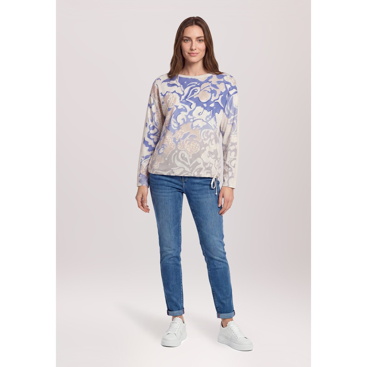 Haut casual à cordon coulissant sous tunnel bleu/beige, BETTY BARCLAY