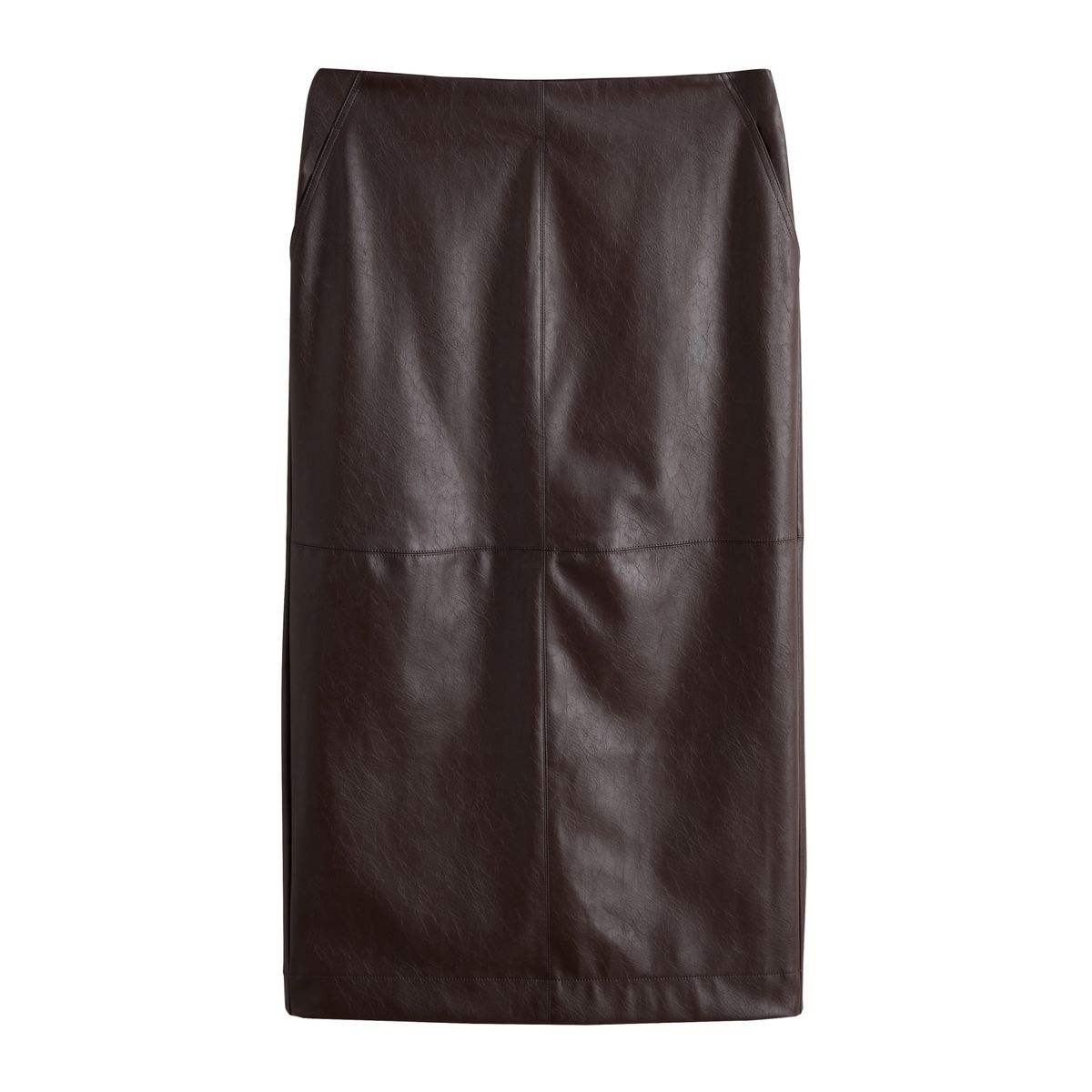Jupe fourreau mi-longue en similicuir marron chocolat, NEXT