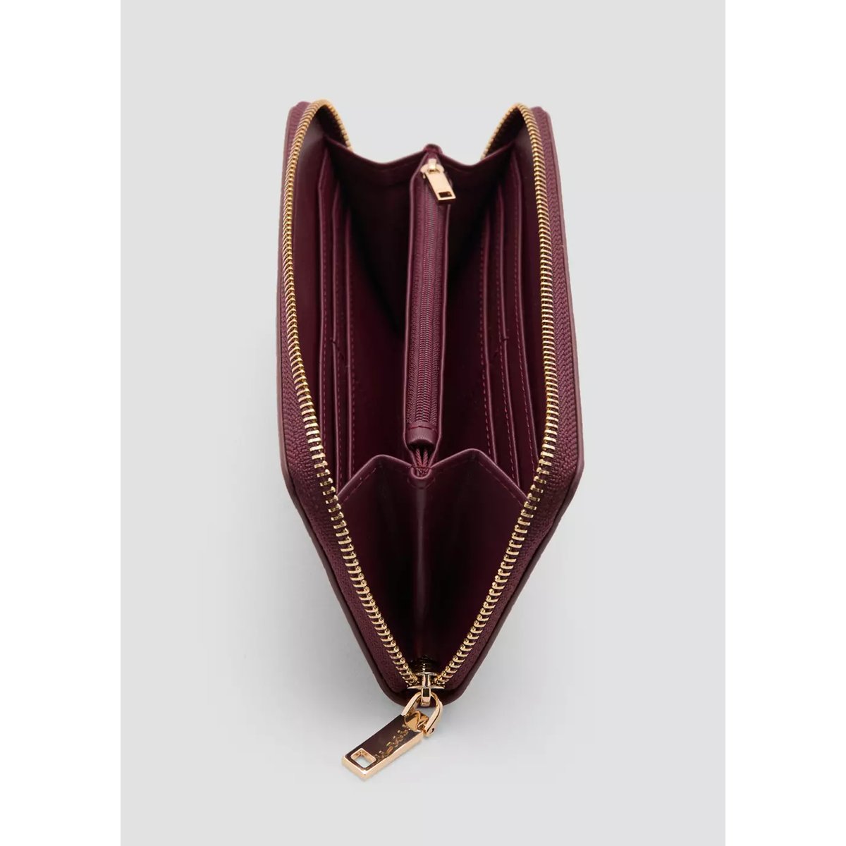 Grand portefeuille effet croco brillant bordeaux, MANGO
