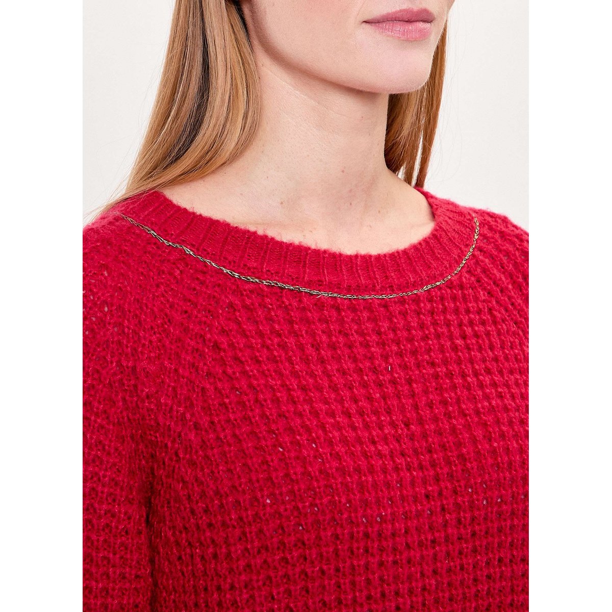 Pull court en maille uni CESAIRE rouge, PRINCESSE NOMADE