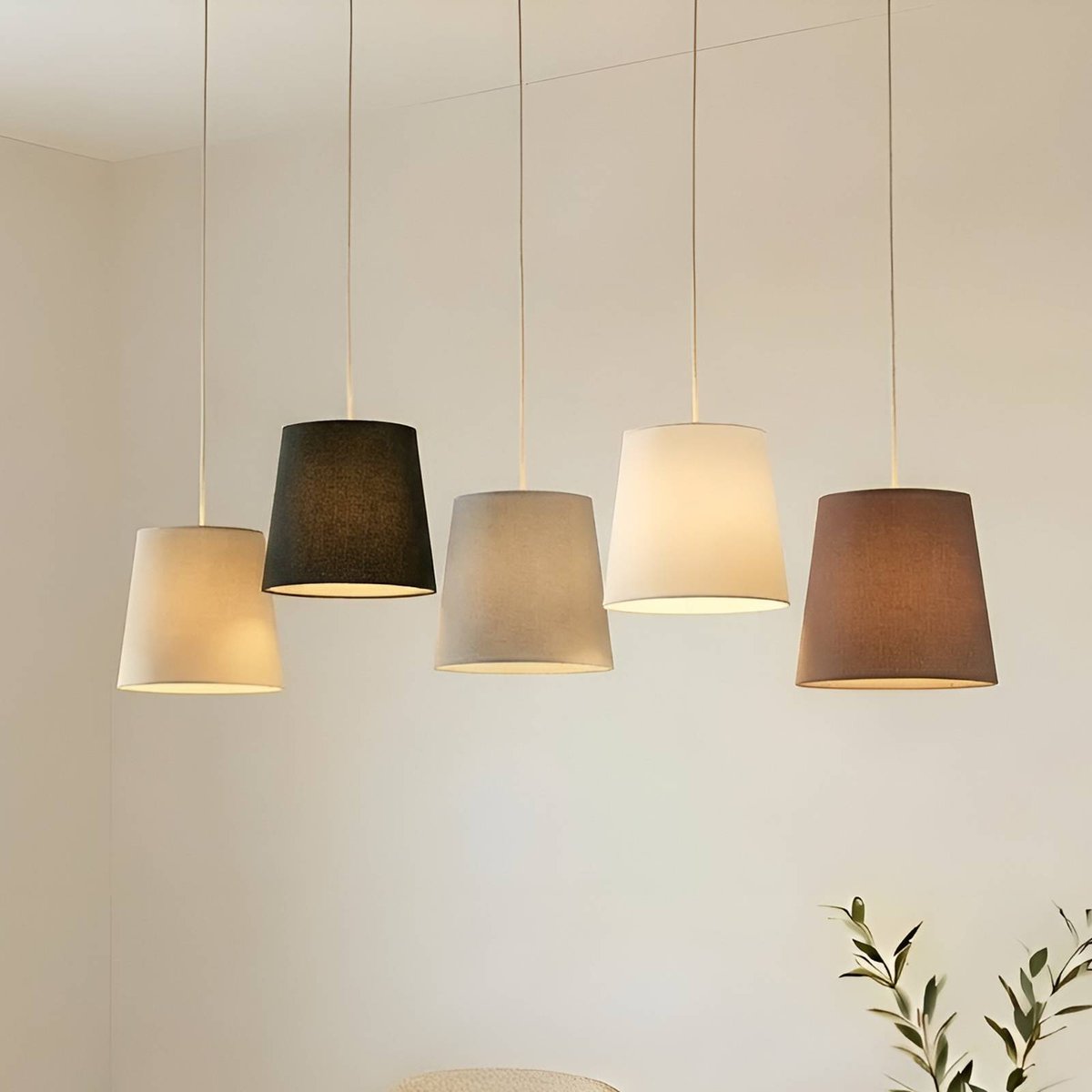 Suspension en textile jeunes, Thamila nickel, caramel, noir, gris, blanc, marron, LUCANDE