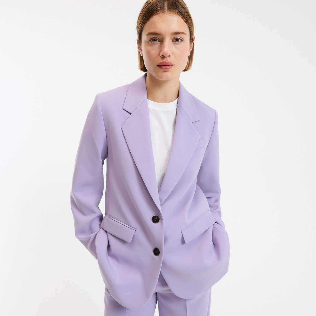 Blazer coupe droite, simple boutonnage violet parme, LA REDOUTE COLLECTIONS