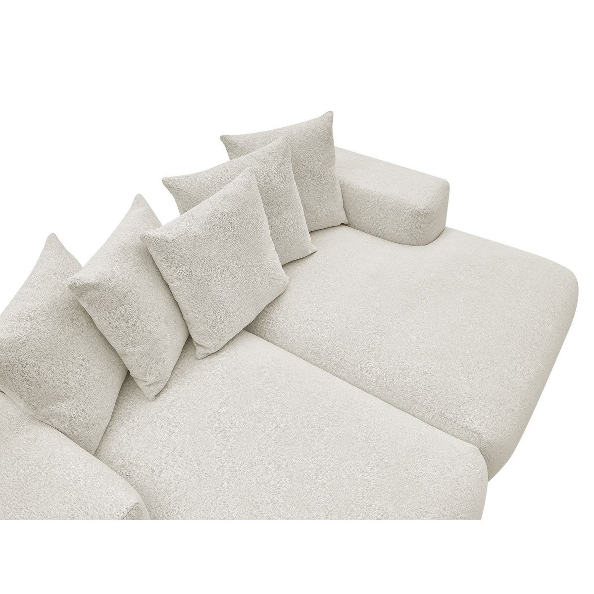 Canapé droit fixe 4 places en tissu chiné, VOLTAIRE blanc, BOBOCHIC