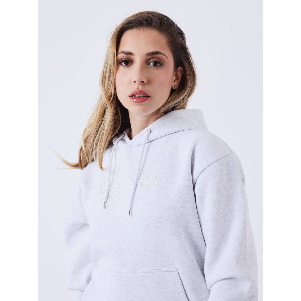 Sweat à Capuche femme Signature gris métal / blanc cassé, PROJECT X
