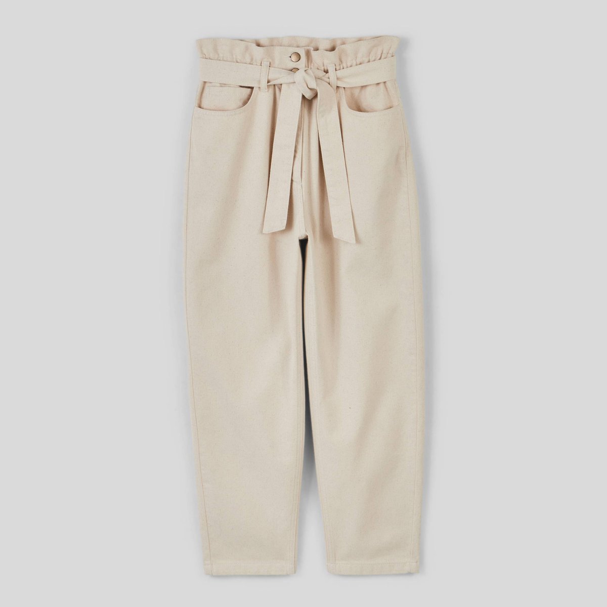 Pantalon carotte taille élastiquée, certifié Oeko-Tex ecru, MONOPRIX