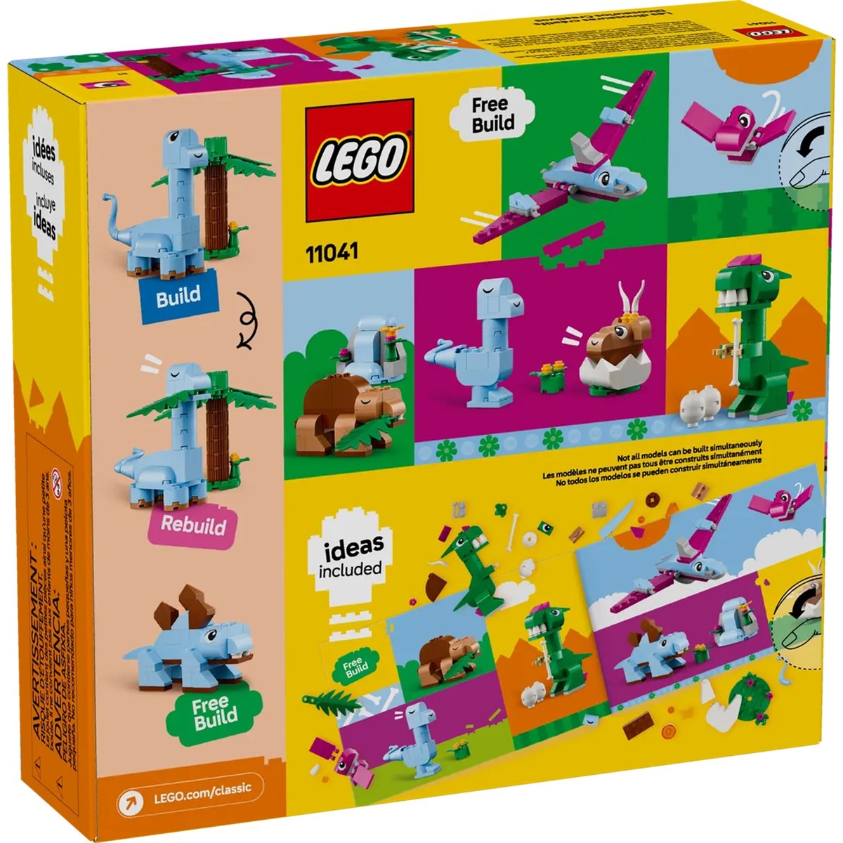 LEGO Classic - Ensemble de Construction Dinosaures Créatifs - 11041 bleu, vert, violet, marron, LEGO