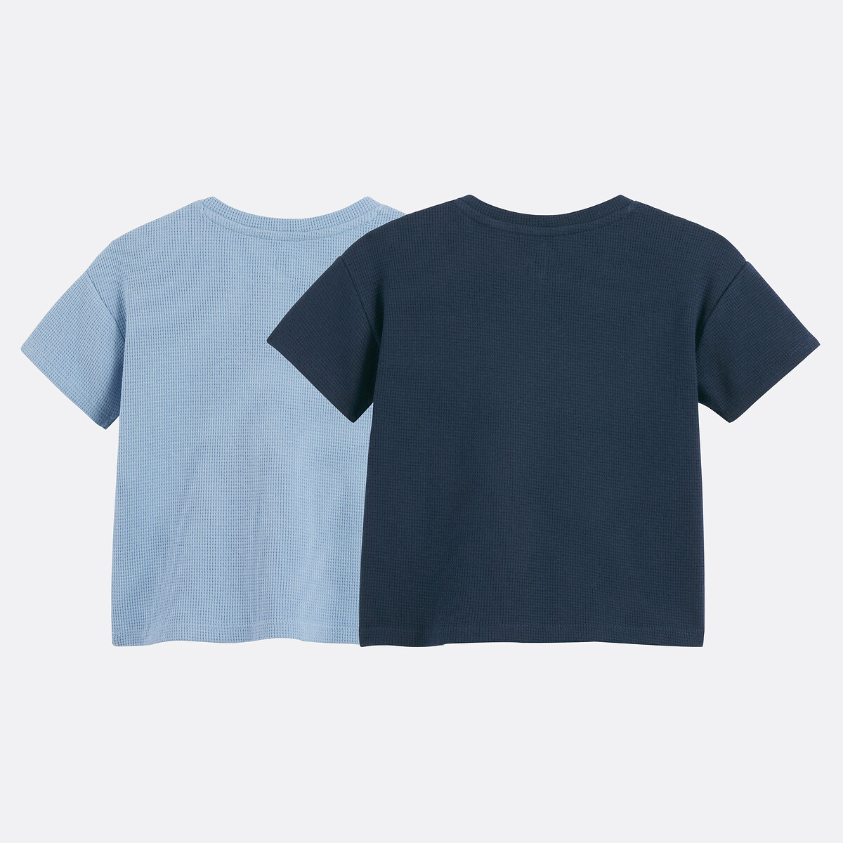 Lot de 2 T-shirts en maille nid d'abeille bleu + bleu marine, LA REDOUTE COLLECTIONS