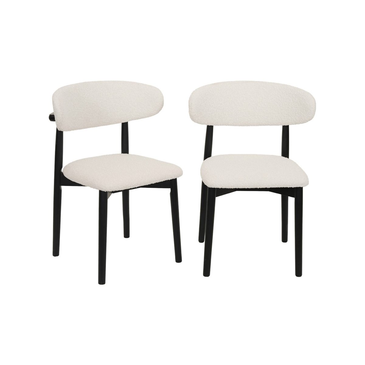 Chaise bois d'hévéa et tissu bouclette (lot de 2) PAOLA noir, SWEEEK
