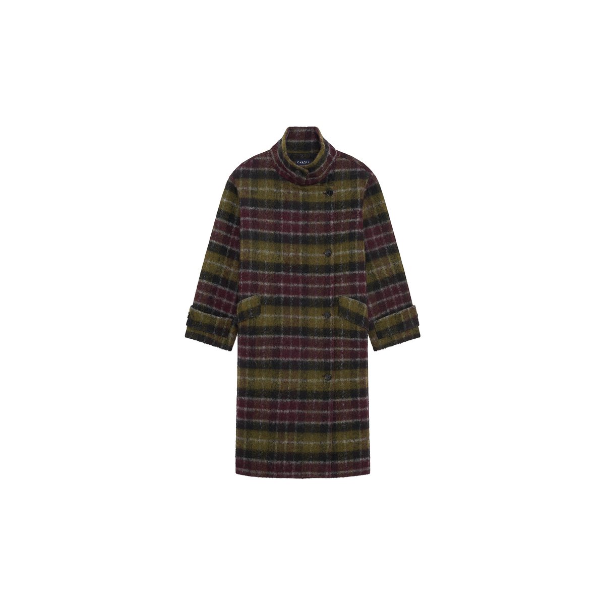 Manteau droit col tailleur GWATSON vert olive, CAROLL