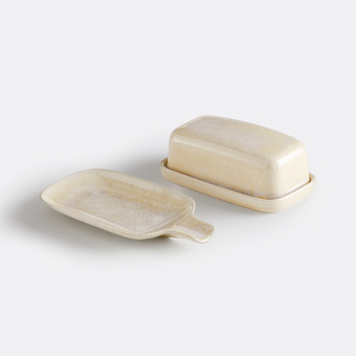 Beurrier en grès émail réactif nacré, MADLENA beige nacre, LA REDOUTE INTERIEURS
