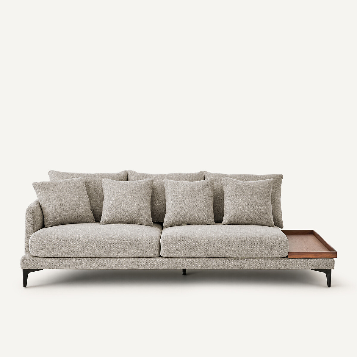 Demi-canapé avec plateau, en mélange texturé, MODERNISTE beige, EMMANUEL GALLINA X AM.PM
