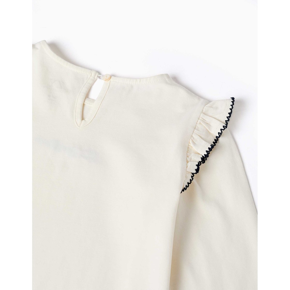 T-shirt à manches longues avec volants et broderie blanc, ZIPPY