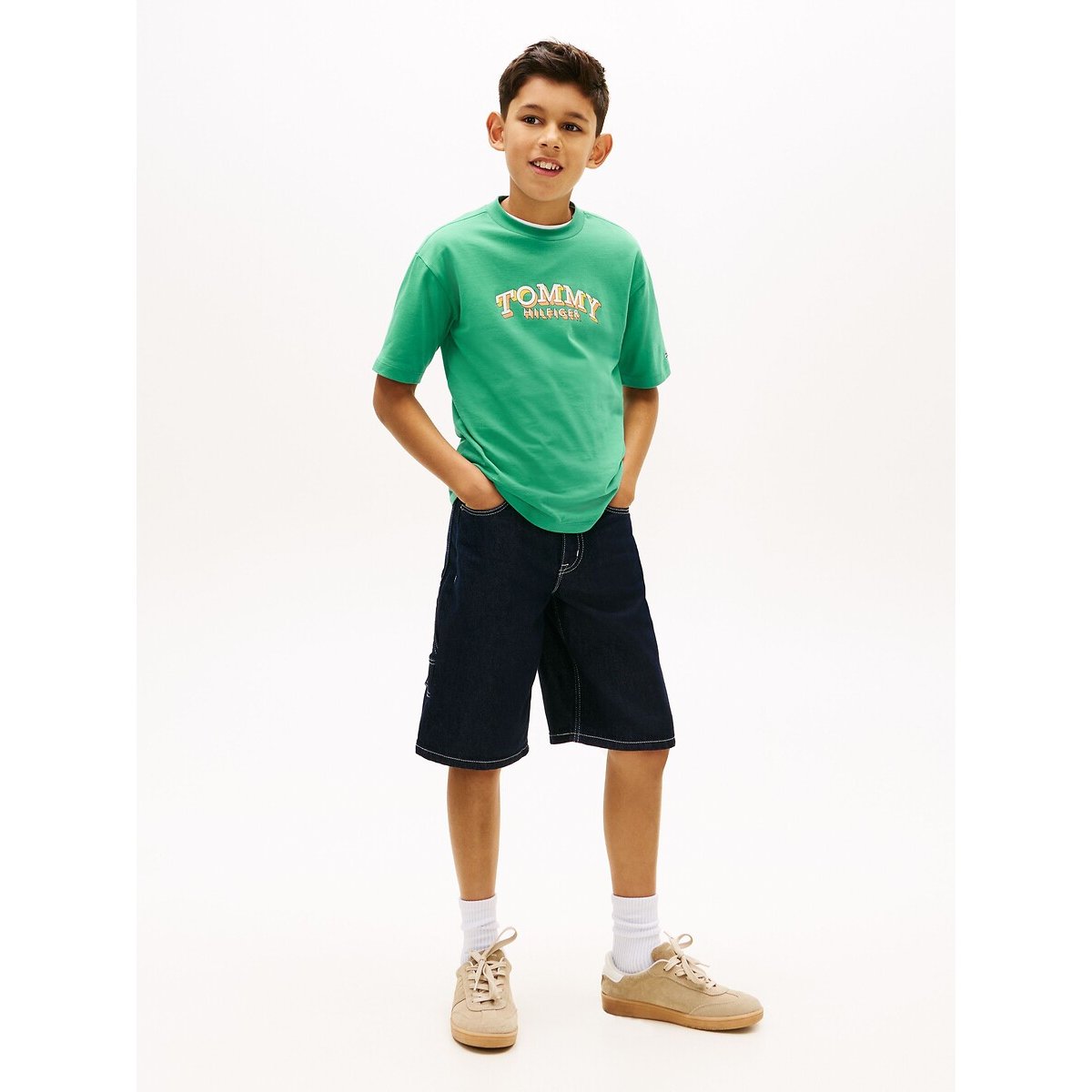 Katoenen T-shirt met korte mouwen groen  , TOMMY HILFIGER