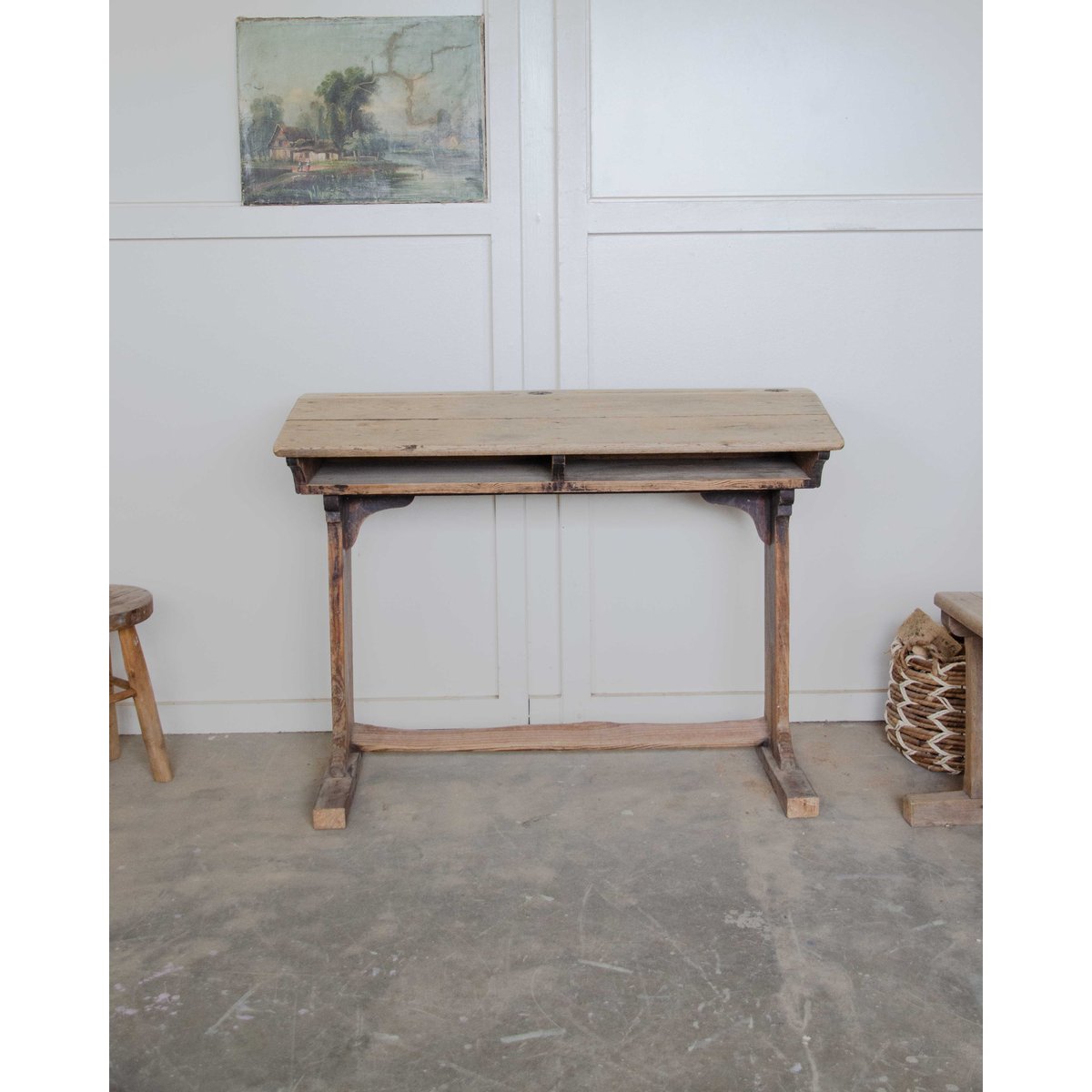Pupitre deux places Edouard N°722 - Bon état beige, DEBONGOUT