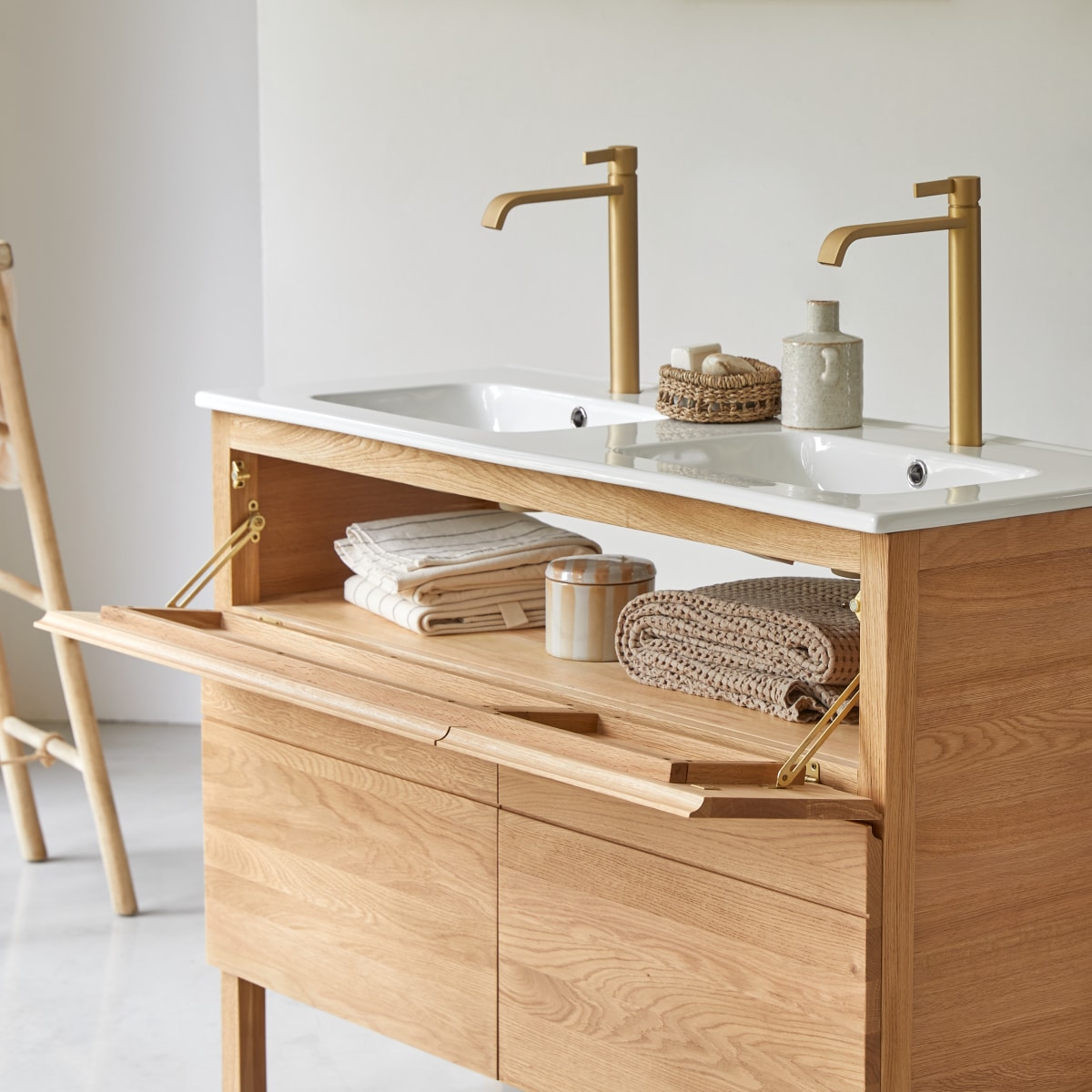 Meuble Salle De Bain en Chêne massif, EASY naturel, TIKAMOON