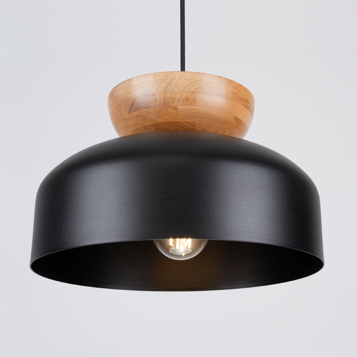 Suspension Bois Noir/Bois Naturel E27 1 Marion noir, EDEN
