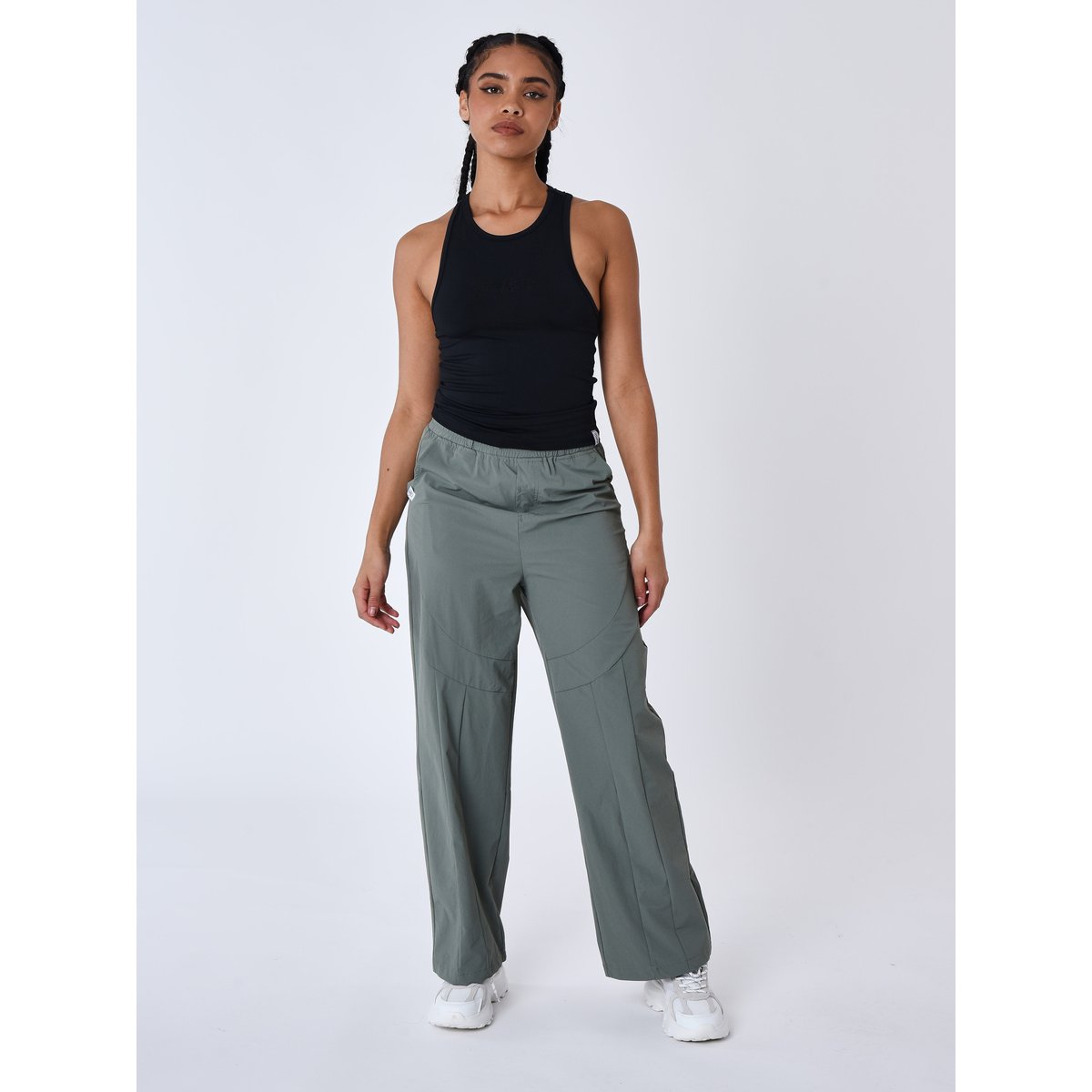 Pantalon droit à découpes kaki, PROJECT X