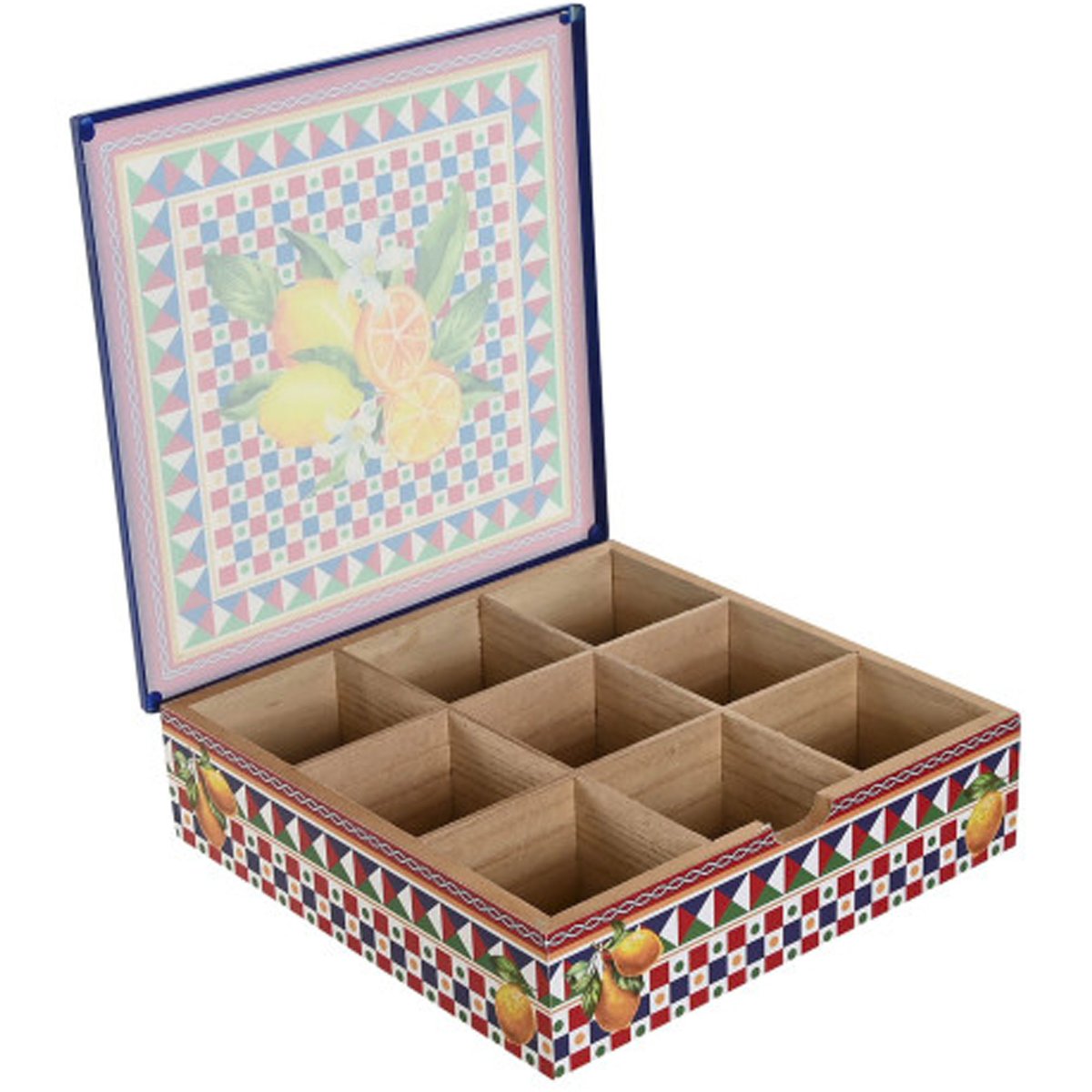 Set de 2 boîtes à infusions multicolores 9 compartiments citrons 24x24x6.5cm multicolore, WADIGA