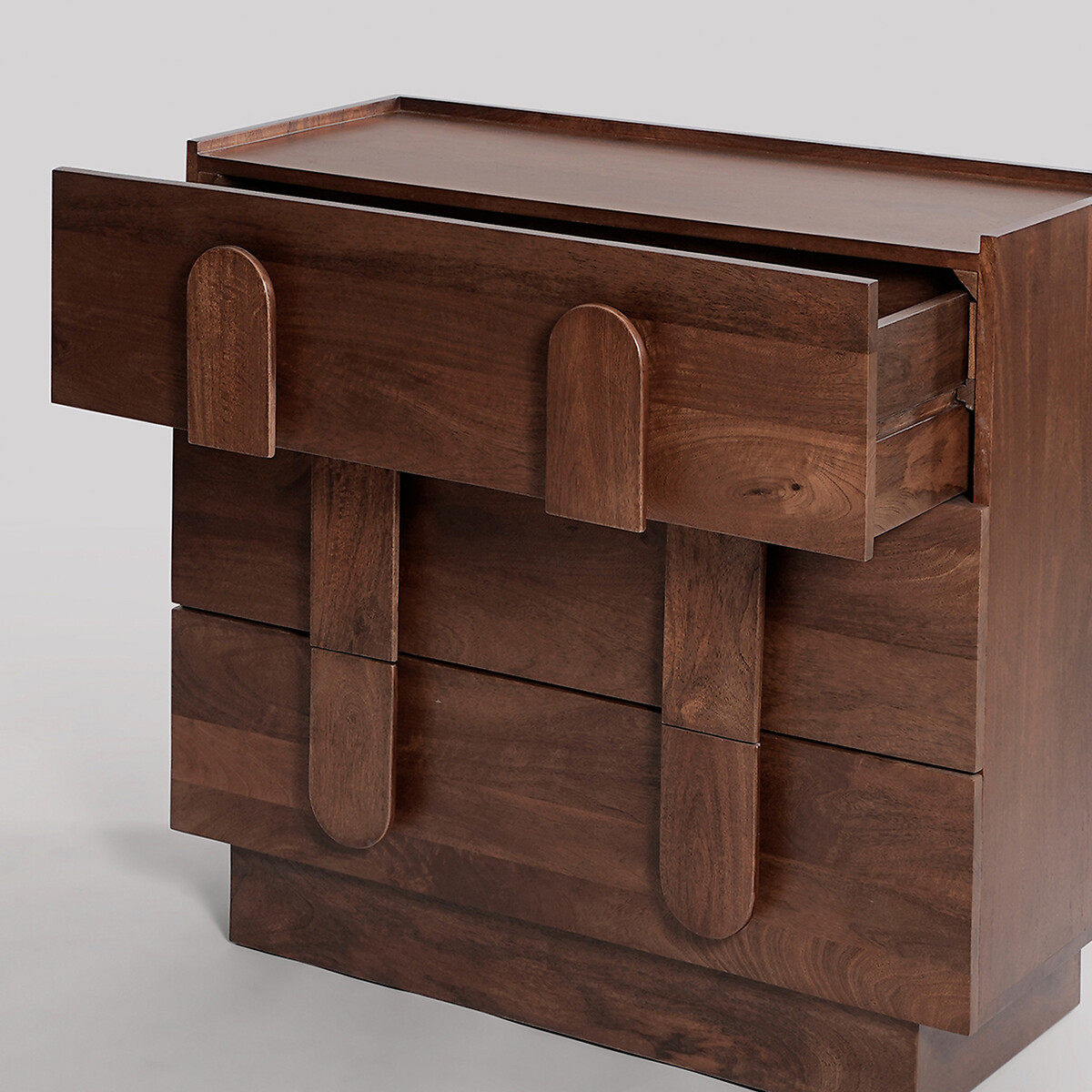 Rolo Mango Wood 3 Drawer Chest Of Drawers dark brown, SWOON