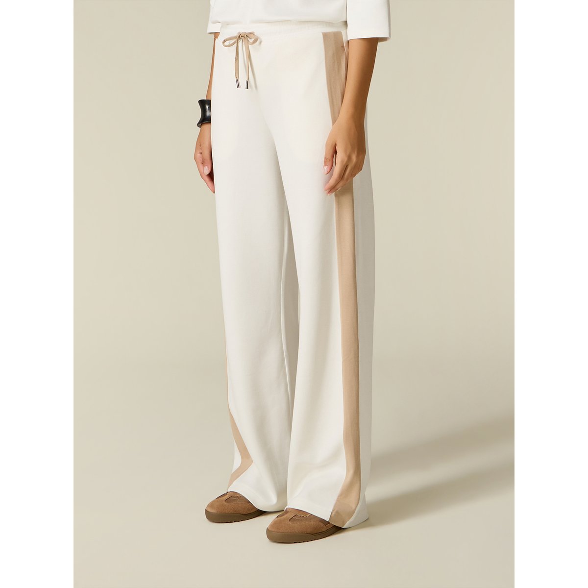 Pantalon jogger avec bande latérale blanc, OLTRE