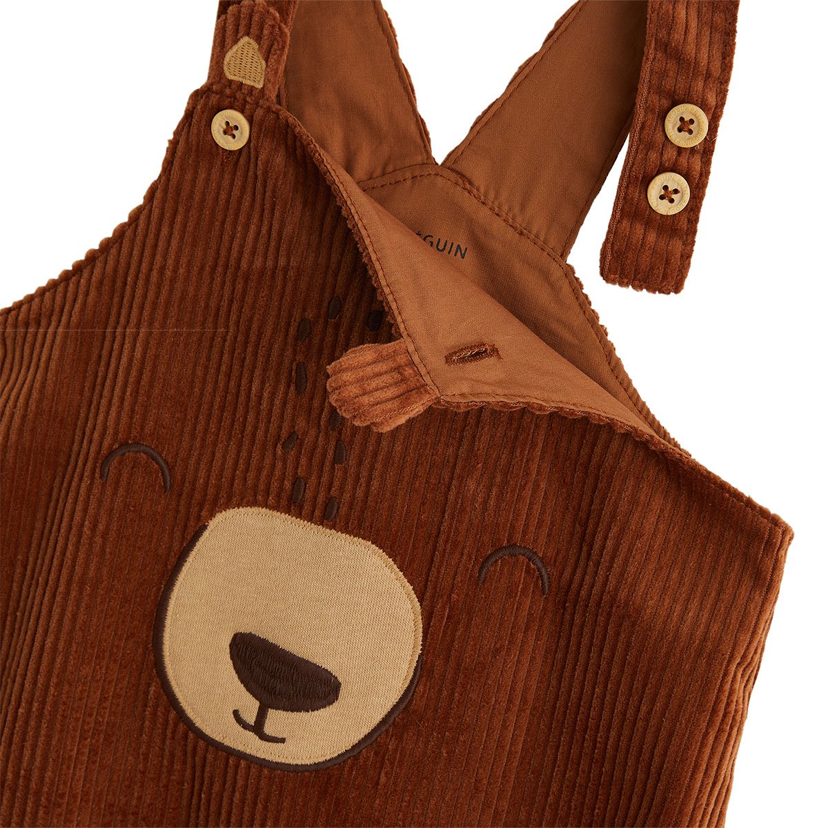 Salopette bébé en velours côtelé Moka marron, PETIT BEGUIN