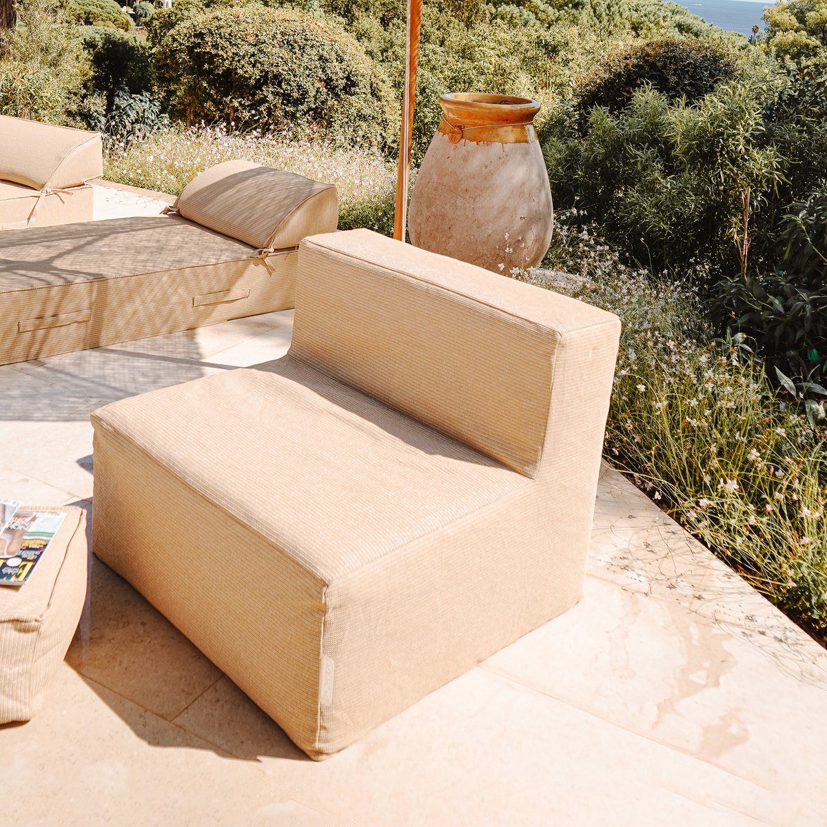 Chauffeuse extérieur modulable extérieur déhoussable beige, MX HOME