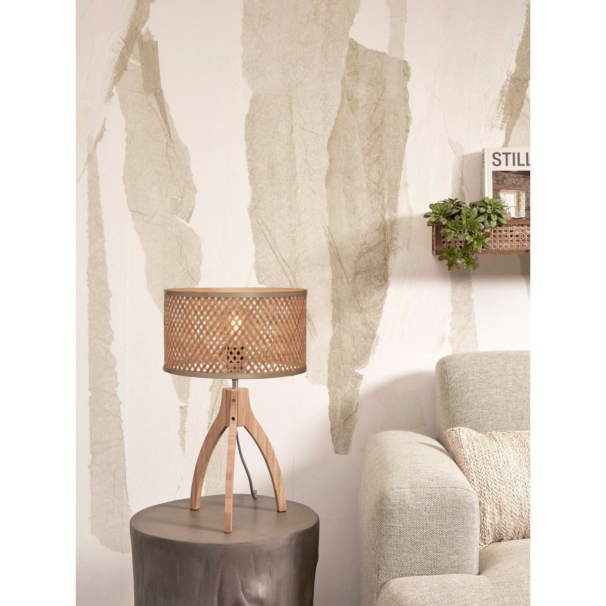 Lampe À Poser Bambou JAVA marron, GOOD & MOJO