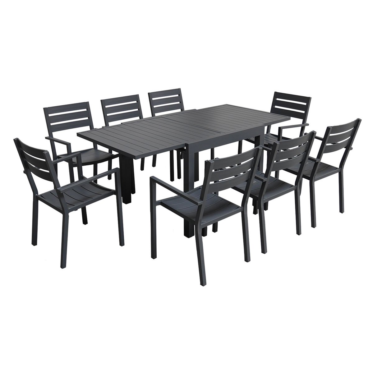 Salon de jardin, extensible, 8 pl, VENEZIA gris anthracite, HAPPY GARDEN