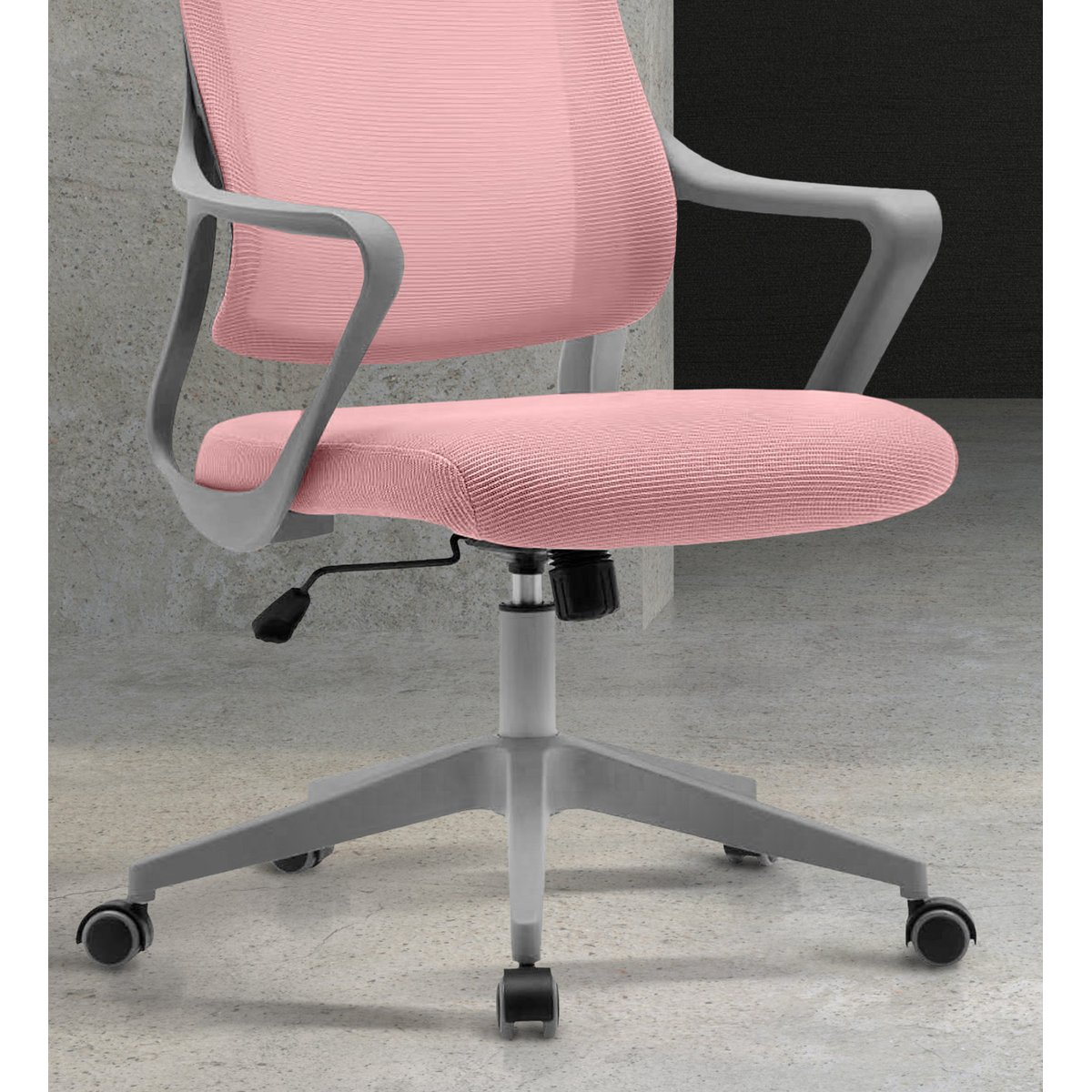Fauteuil de bureau rotatif en tissu mesh, REMI rose poudré, HISPANOHOGAR