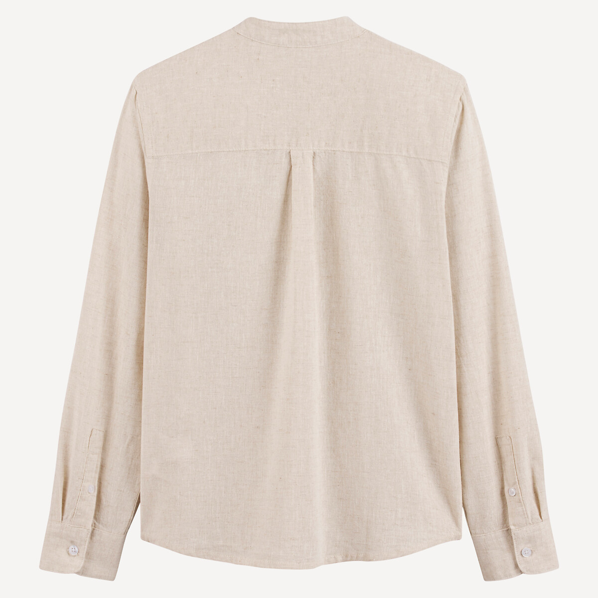 Camicia con colletto Mao, cotone/lino beige, LA REDOUTE COLLECTIONS