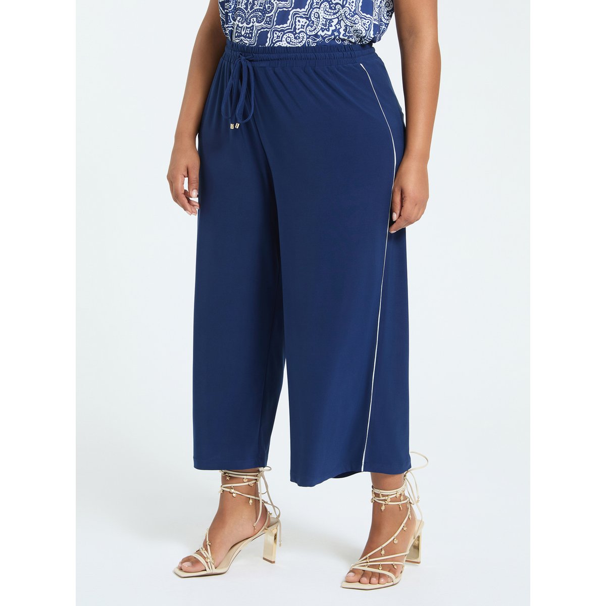 Pantalon cropped bleu, FIORELLA RUBINO