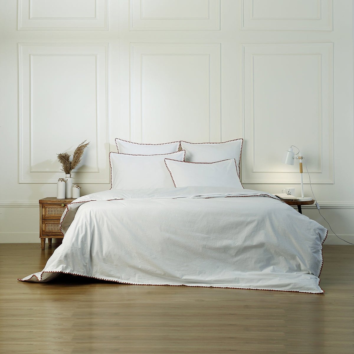 Housse de couette percale de coton ZOÉ blanc / caramel, FEBRONIE