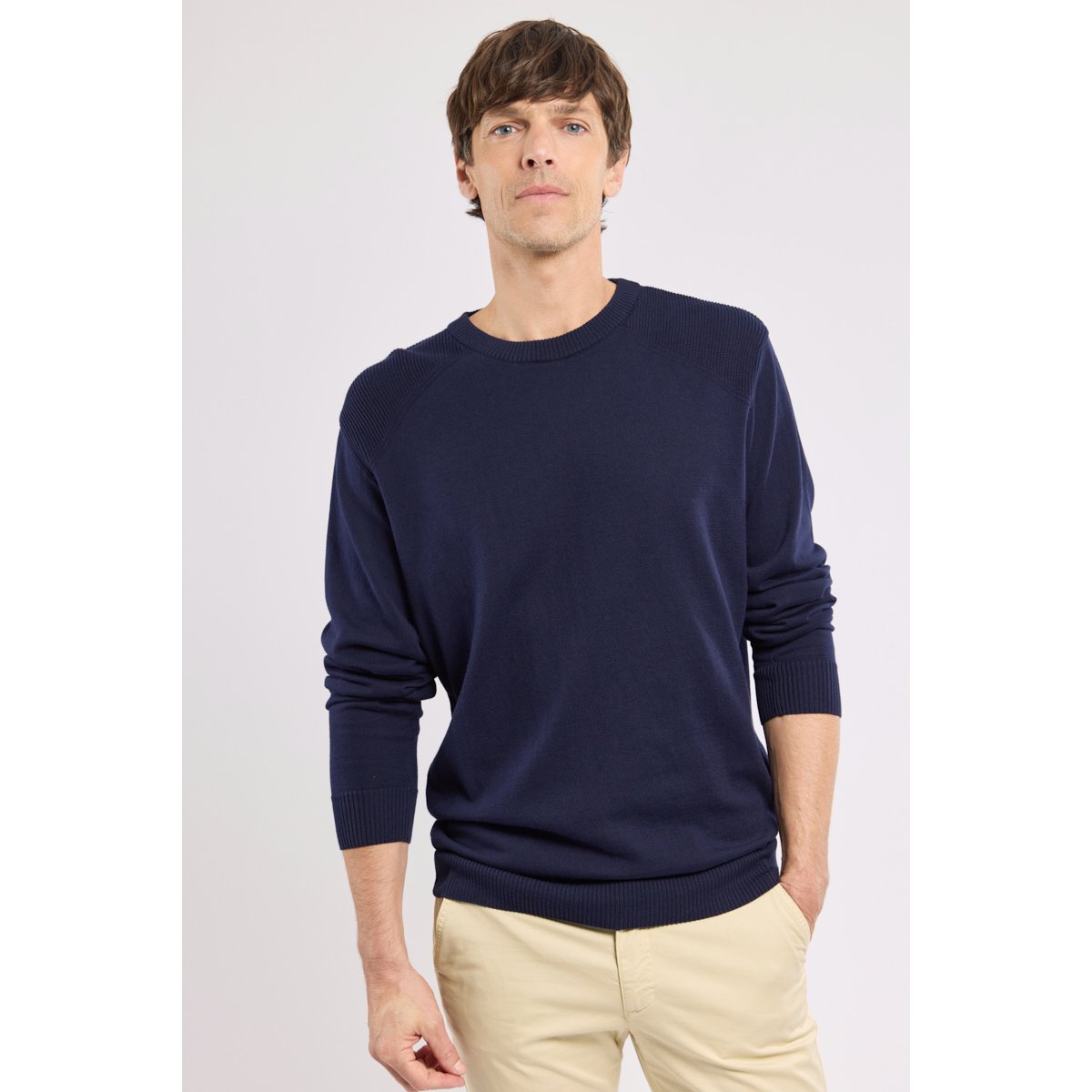 Pull Bérac - coton marine deep, GUY DE BERAC