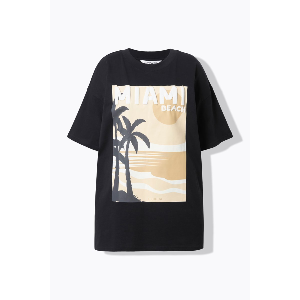 T-shirt oversize, motif Concha Beach noir, STUDIO UNTOLD