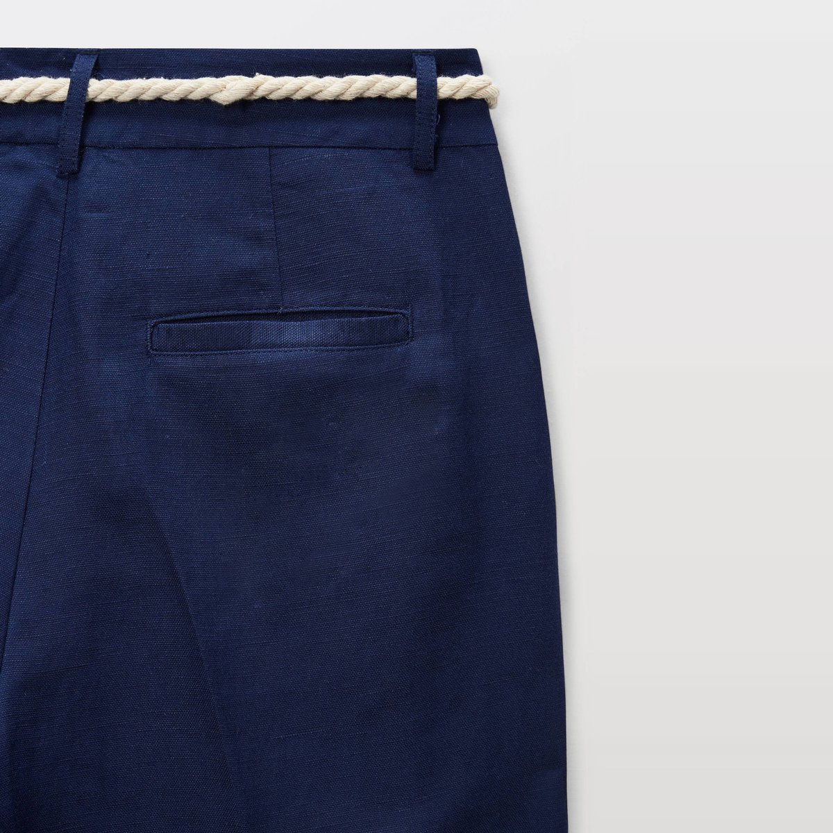 Pantalon large uni contenant du lin penombre, MONOPRIX